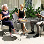 Folding Garden Table, Round Ø60 x 71 cm, Weatherproof Steel, Black