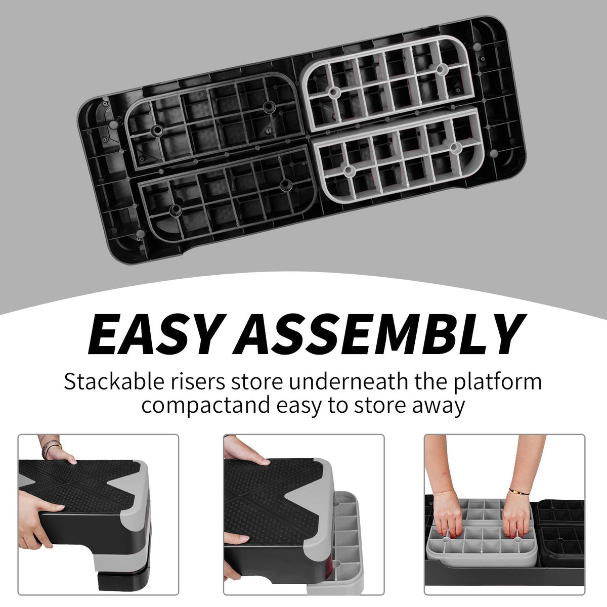 Aerobic Stepper 68.5cm (27") Adjustable Height Workout Step Platform Gray