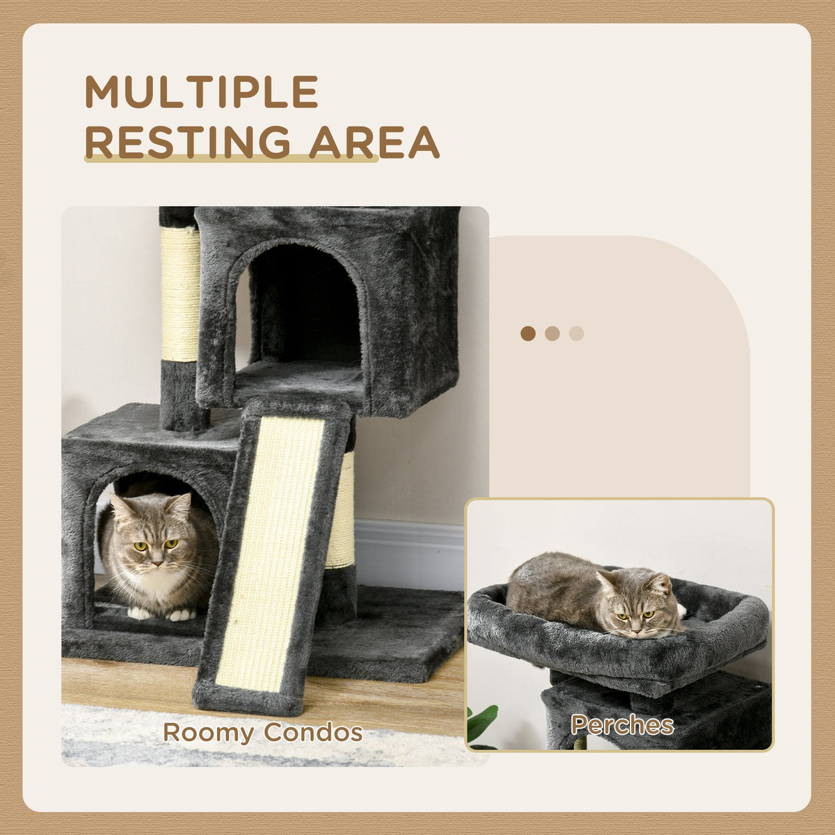 Sisal Cat Tree, Scratching Board Plush, Dark Grey