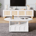 Coffee table, cloud-shaped with drawers and storage compartments