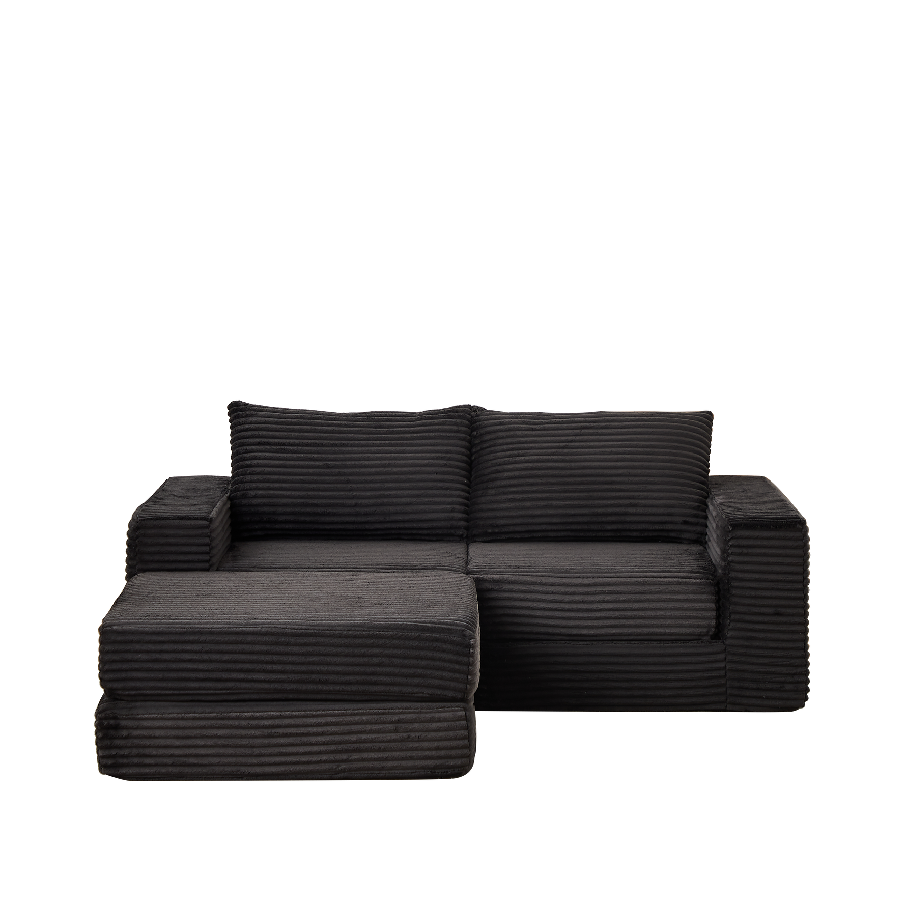 Corduroy 2-in-1 Sofa Bed with Removable Footstool and Modular Design, Corduroy