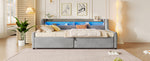 Platform Bed 90x200, Hydraulic Storage & LED, Grey Velvet