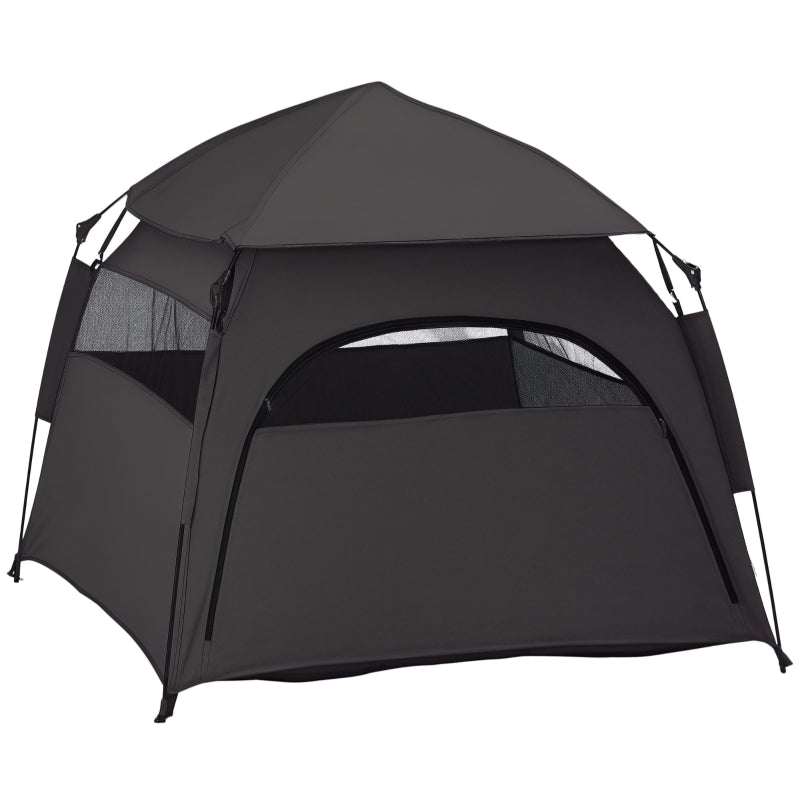 Pet Tent, Dog House with Mesh Window & Sunroof, Dark Gray