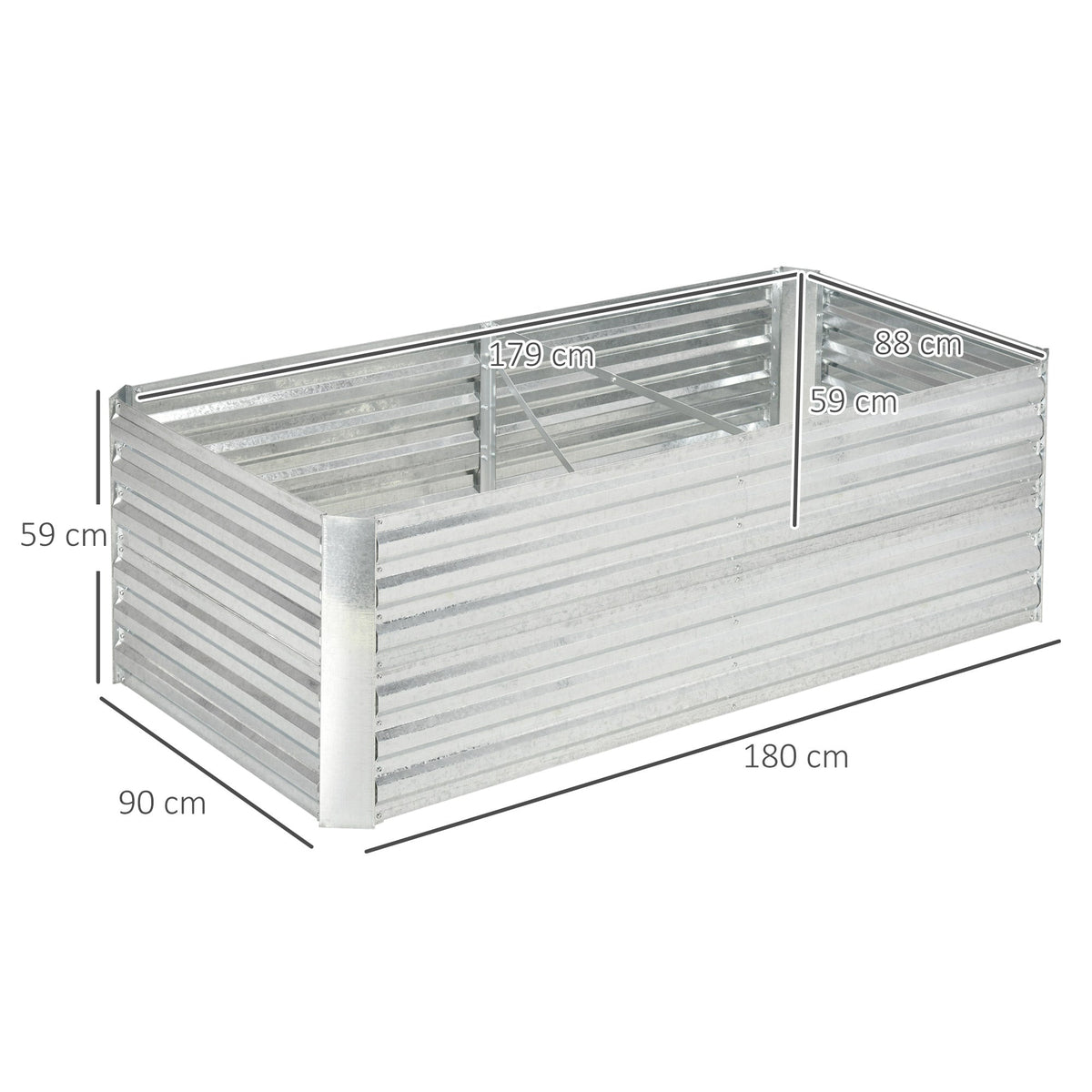 Raised Bed, Garden Planting Planter 180x90x60cm, Steel