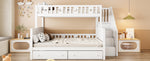 Children's Bunk Bed with Safety Stairs & Drawers, White
