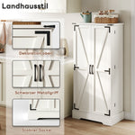 Pantry Cabinet 128.5cm Farmhouse LED 2 Doors Adjustable Shelves - White