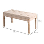 Vintage Upholstered Bench, Hallway with Buttons 120kg Capacity, Linen Look