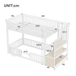 Bunk Bed with Storage Ladder and LED, 90x200cm, White