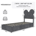 Modern Minimalist Upholstered Bed with Cartoon Headboard, 140x200 cm, Grey