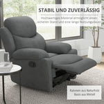 Reclining Armchair, Upholstered Lounge Chair Linen Look, Grey