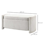 Bench, Upholstered Storage with Lid, Cream