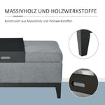 Bench, Storage Upholstered Stool, Removable Tray, Beige Polyester Foam