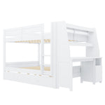 Bunk Bed 140x200cm with Desk, Cabinet & Drawers, White