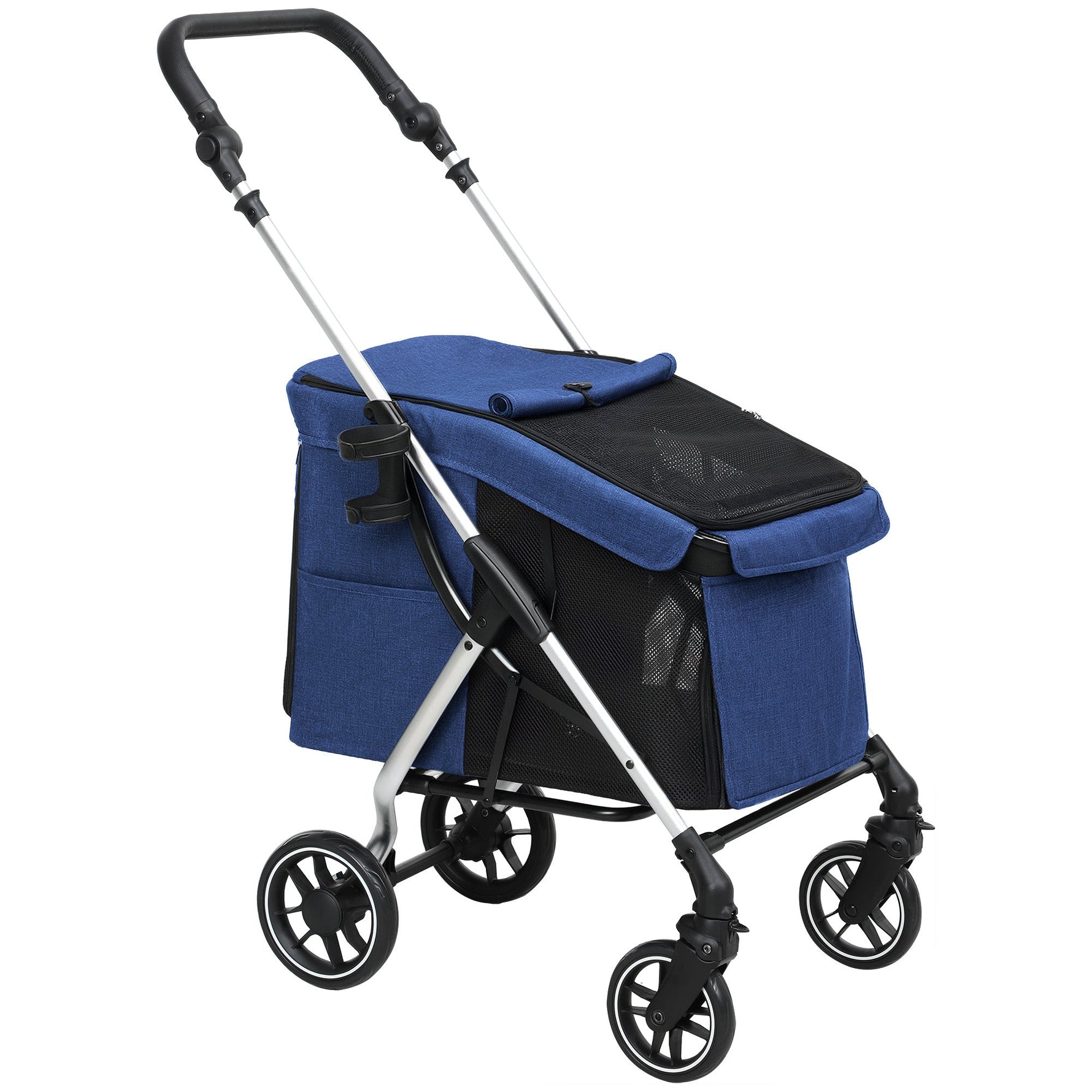 Dog Stroller, Foldable Aluminum, Dark Blue