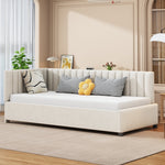 Upholstered Bed Sofa Bed, 90x200 Multifunctional with Slatted Frame, Beige Velvet Fabric