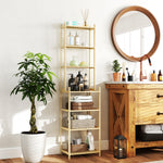 Bathroom Shelf, 7-Tier Storage Rack, Natural Bamboo