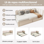 2-in-1 Sleeper Sofa L-Shaped Multifunctional Bed 90/180x200cm Velvet Beige