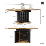 Telescopic Dining Table 110-140x80cm Foldable Extendable Checkered Pattern