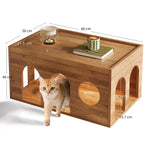 TV Cabinet Coffee Table Set, 2-Piece Rotating Multifunctional Cat Basket, Walnut
