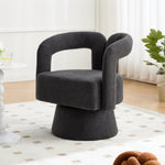 Cuddle Barrel Accent Chair, 360-Degree Rotating Fluffy Fabric, Dark Gray