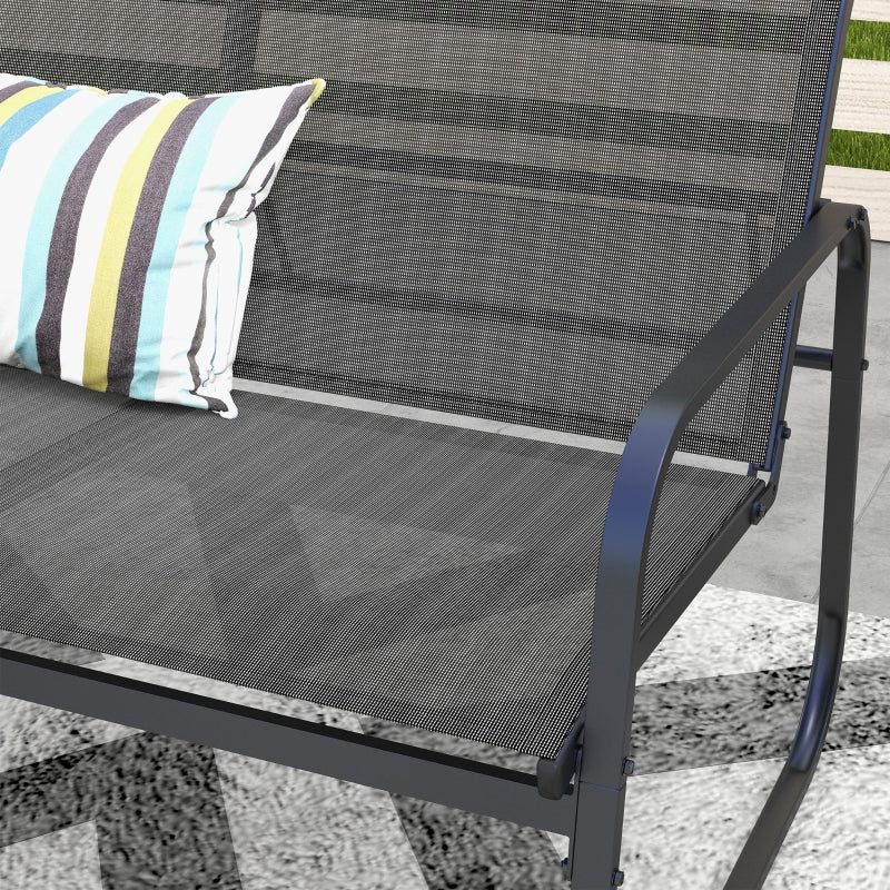 Garden Furniture Set, 4-Piece with Two-Seater, 2 Chairs & Coffee Table, Black Mesh