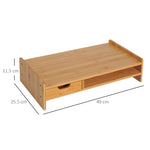 Monitor Stand Screen Desk Organizer with Drawers, Natural Bamboo
