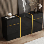 Luxurious Sideboard with 3 Doors and 2 Drawers, High-Gloss Lacquer Finish