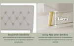 Modern Minimalist Soft Bed, Comfortable Headboard, Low Box Frame, 140x200CM, Beige