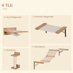 Cat Set with Scratching Post, Stairs & Hammock, Light Brown, Sisal, Acrylic, Pine