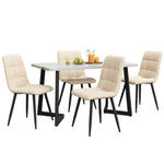 Dining Set 5-Piece 117cm Rectangular Kitchen 4 Chairs Beige Velvet Black