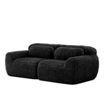 2-Seater Sofa Modular Frameless Plush Fabric with Cushions - Black