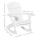 Adirondack Rocking Chair, Weatherproof for Garden/Balcony, White