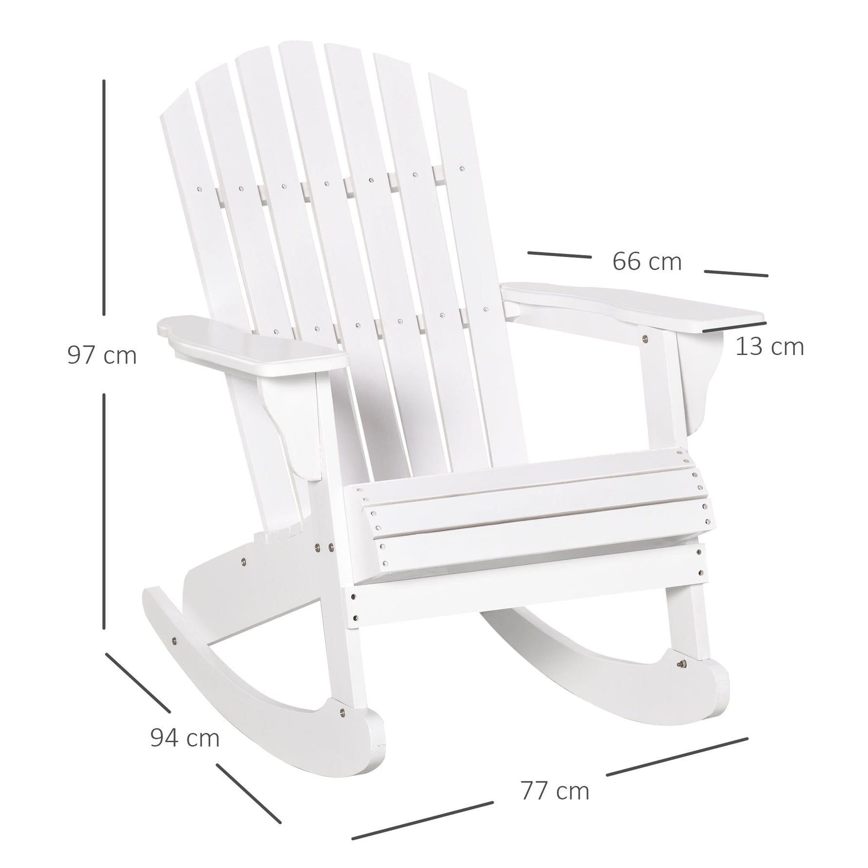 Adirondack Rocking Chair, Weatherproof for Garden/Balcony, White