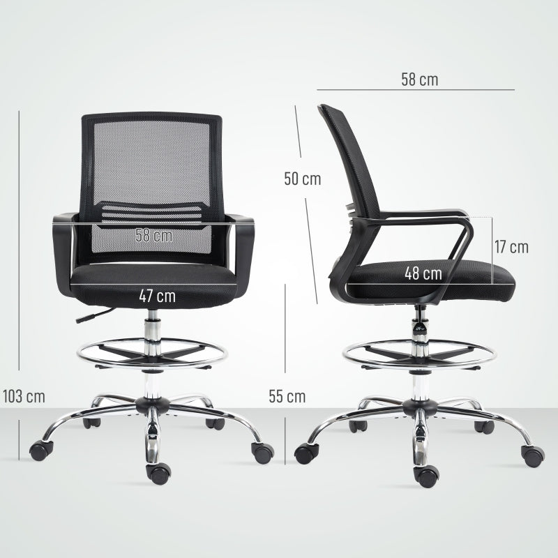 Office Chair, Swivel Rotating Desk, Adjustable Rollable, Black