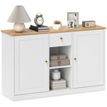 Sideboard Storage Cabinet with Drawer, 2 Doors, 2 Open Shelves, White