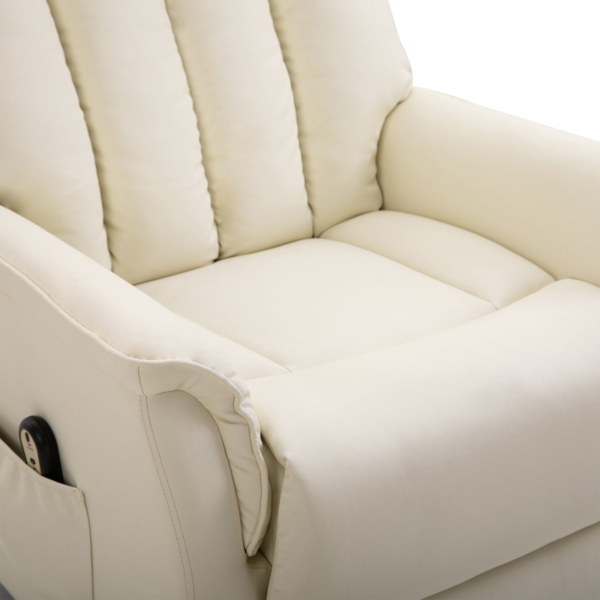 Recliner TV Chair Electric Lift Reclining Function Faux Leather Beige