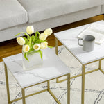 Coffee Table Set, Nesting Side Sofa Tables, Steel Frame, White