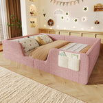 Upholstered Bed 140x190cm with Safety Rails, Pink Velvet