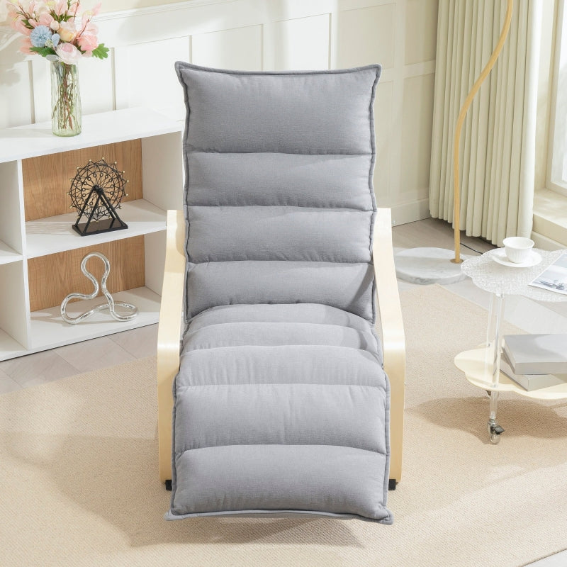 Lounge Chair, Adjustable Footrest, Rocking, Reading, Light Gray Velvet