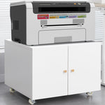 Metal Printer Stand Storage with Door, Shelf & Wheels - White