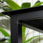 Square Garden Table 80x80cm, 4-Person Tempered Glass Top, Black Aluminum