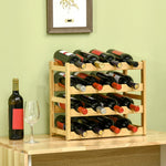 Bamboo Wine Rack, 16 Bottles, Natural Wood