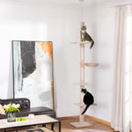 Cat Tree, Height Adjustable Climbing, Sturdy, Beige