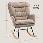 Rocking Chair, Armrests, Nursing, 120kg Load Capacity, Brown