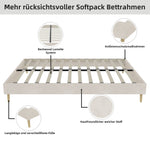 Modern Minimalist Bed Frame 140x200 Low-Profile Base - Beige Dutch Velvet