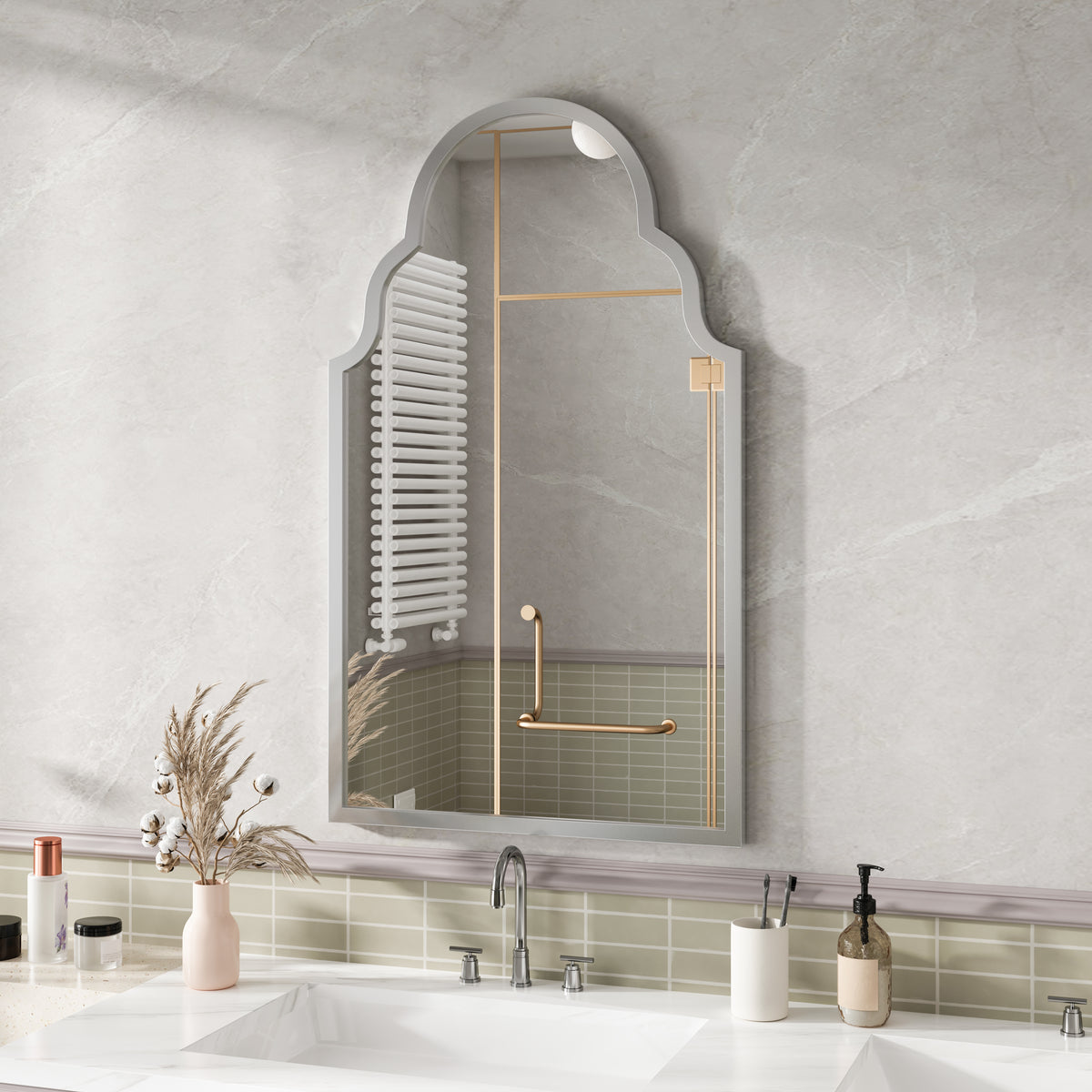 Rectangular Wall Mirror 61x101cm Silver Metal Frame