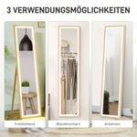 Full-Length Mirror, LED Light & Touch Control, Oak