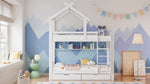 Bunk Bed with Drawers, Shelves & Ladder, Pinewood Frame, White