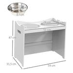 Dog Feeding Station, Height Adjustable, 2 Stainless Steel Bowls, White
