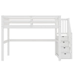 Children's Loft Bed 140x200cm with Storage Drawers & Desk, White
